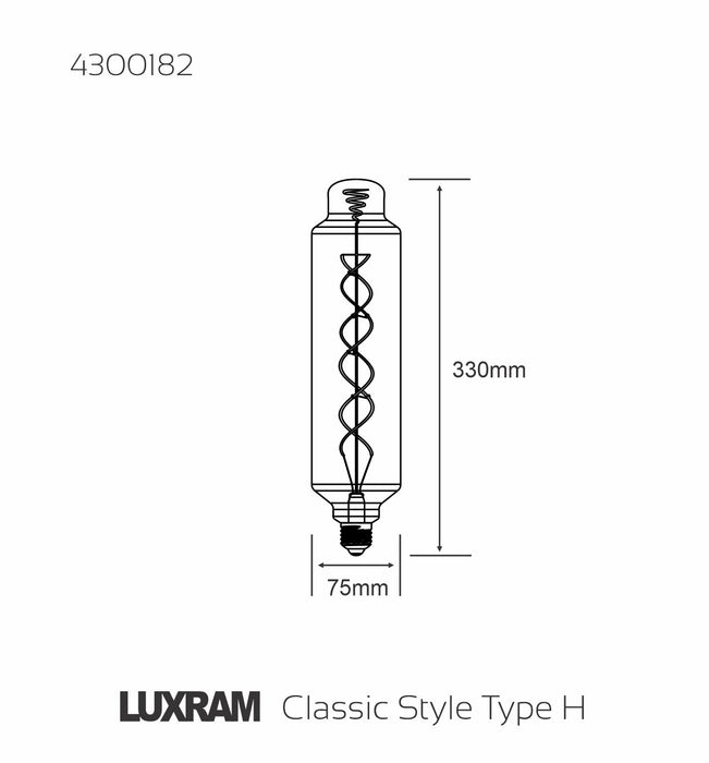 Luxram Classic Style LED Type H E27 Dimmable 220-240V 4W 2100K, 200lm, Amber Finish, 3yrs Warranty • 4300182