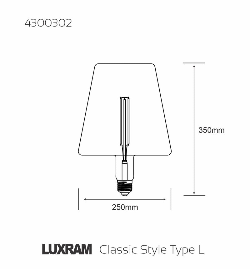 Luxram Classic Style LED Type L E27 Dimmable 220-240V 4W 2100K, 200lm, Amber Finish, 3yrs Warranty • 4300302