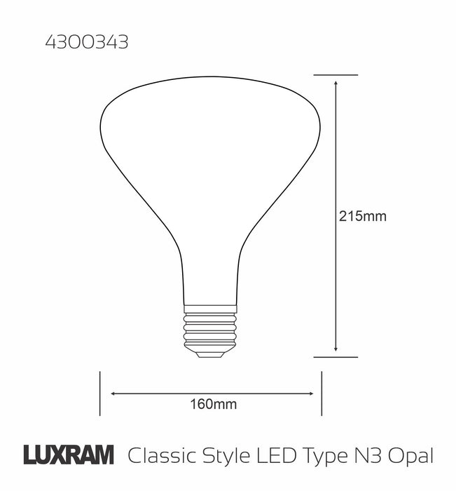 Luxram Classic Style LED Type N3 E27 Dimmable 220-240V 4W 2700K, 320lm, Opal Finish, 3yrs Warranty • 4300343