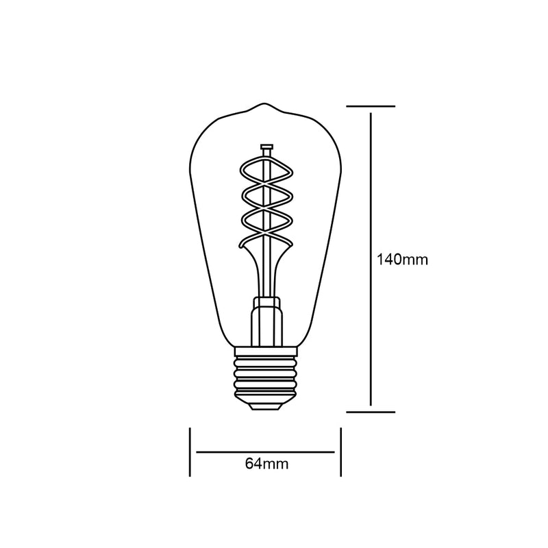 Luxram Classic Style LED Tradition Tip/M ST64 E27 Dimmable 220-240V 4W 2100K, 120lm, Smoke Finish, 3yrs Warranty • 4600041