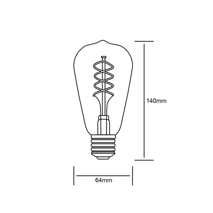 Luxram Classic Style LED Tradition Tip/M ST64 E27 Dimmable 220-240V 4W 2100K, 120lm, Smoke Finish, 3yrs Warranty • 4600041