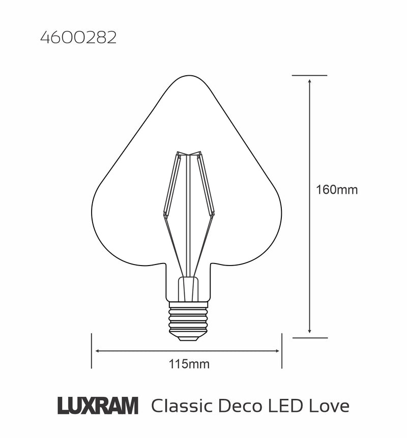 Luxram Classic Style LED Love E27 Dimmable 220-240V 4W 2100K, 200lm, Amber Finish, 3yrs Warranty • 4600282