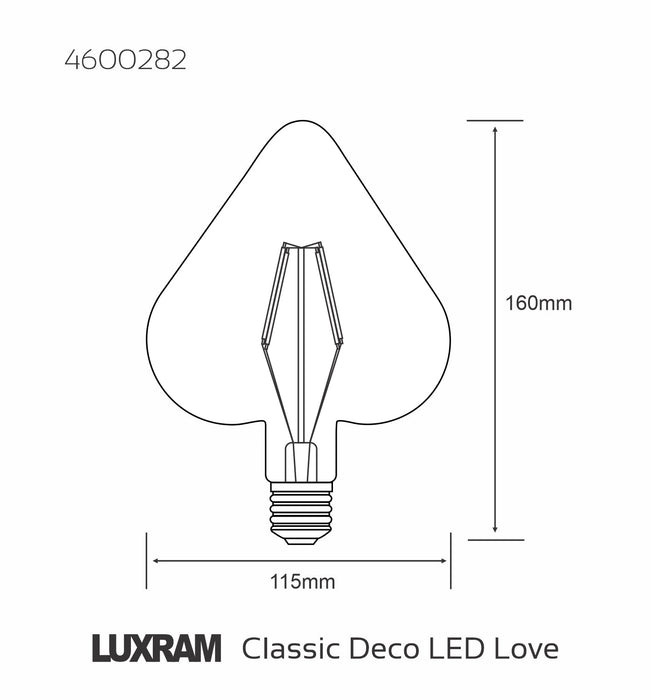 Luxram Classic Style LED Love E27 Dimmable 220-240V 4W 2100K, 200lm, Amber Finish, 3yrs Warranty • 4600282