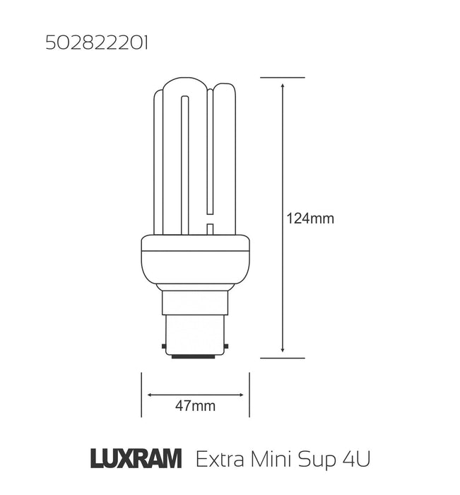 Luxram  Extra Mini Supreme 4U B22 20W 2700K Compact Fluorescent  • 502822201