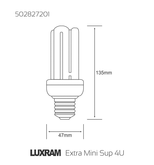 Luxram  Extra Mini Supreme 4U E27 20W 2700K Compact Fluorescent  • 502827201