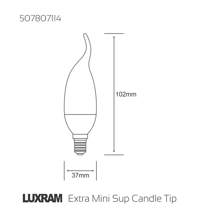 Luxram  Extra Mini Supreme Candle Tip E14 7W 2700K Compact Fluorescent  • 507807114