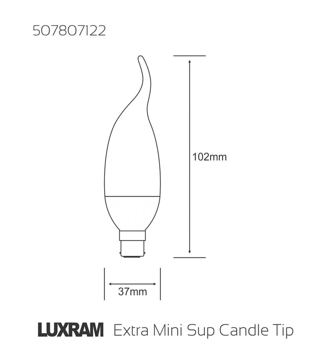 Luxram  Extra Mini Supreme Candle Tip B22 7W 2700K Compact Fluorescent  • 507807122