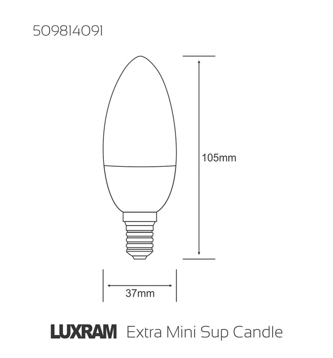 Luxram  Extra Mini Supreme Candle E14 9W 2700K Compact Fluorescent  • 509814091