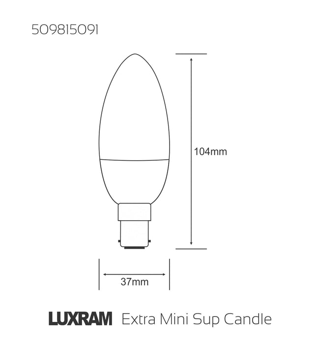 Luxram  Extra Mini Supreme Candle B15 9W 2700K Compact Fluorescent  • 509815091