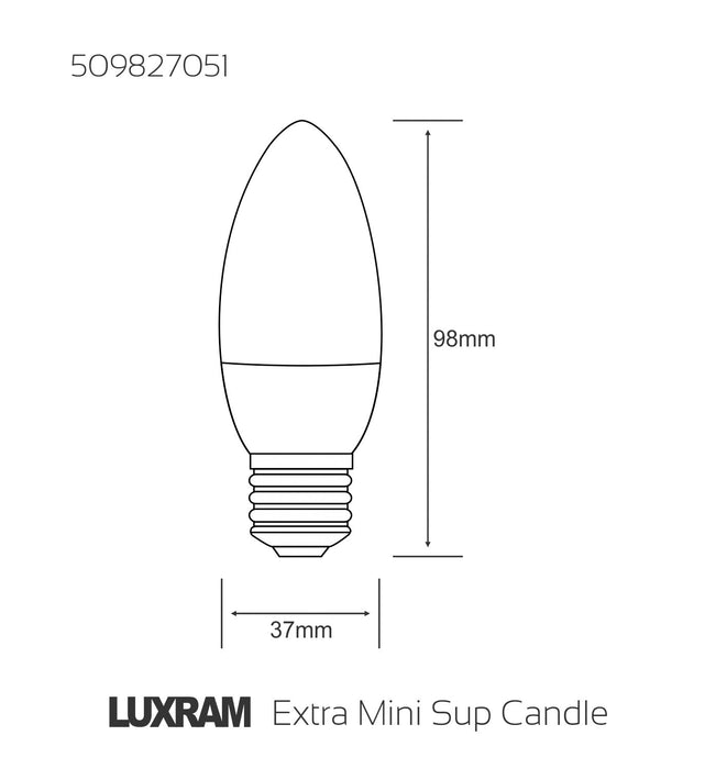 Luxram  Extra Mini Supreme Candle E27 5W 2700K Compact Fluorescent  • 509827051
