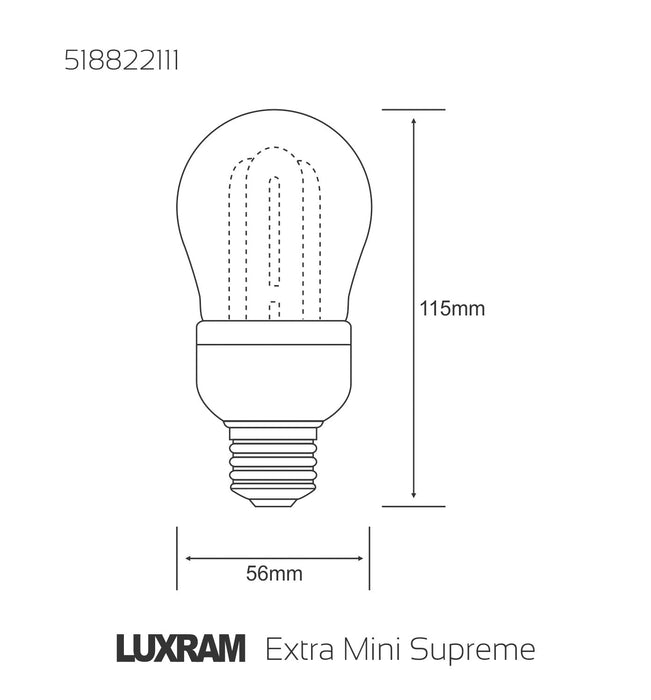 Luxram  Extra Mini Supreme Bulb B22 11W 2700K Compact Fluorescent  • 518822111