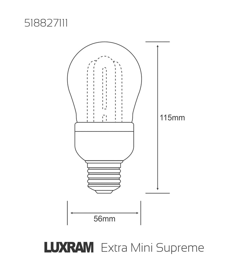 Luxram  Extra Mini Supreme Bulb E27 11W 2700K Compact Fluorescent  • 518827111