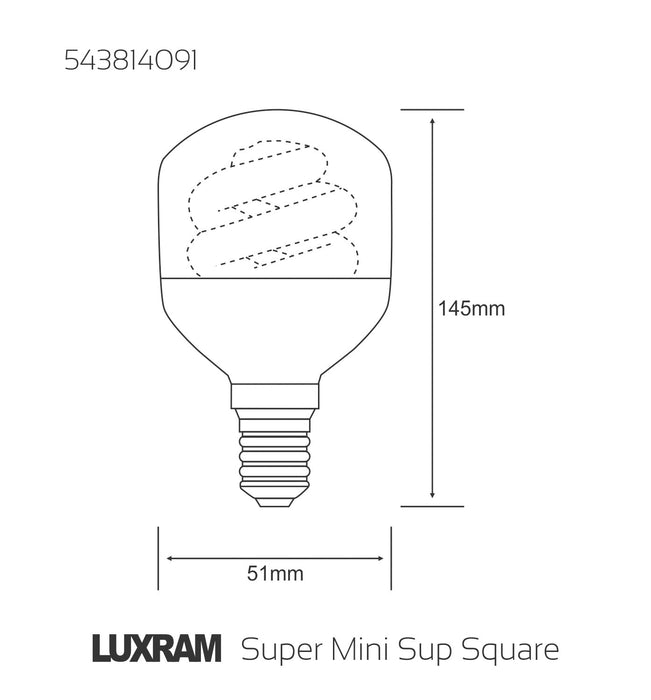 Luxram  Super Mini Supreme Square E14 9W 2700K Compact Fluorescent  • 543814091