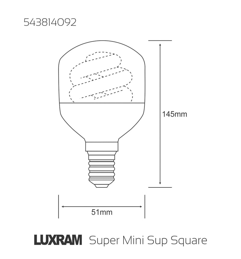 Luxram  Super Mini Supreme Square E14 9W Natural White 4000K Compact Fluorescent  • 543814092
