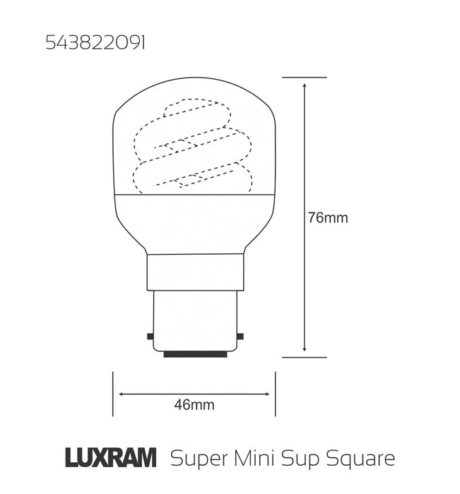 Luxram  Super Mini Supreme Square B22 9W 2700K Compact Fluorescent  • 543822091