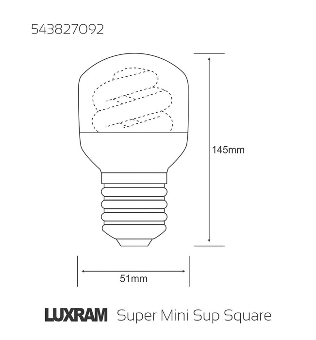 Luxram  Super Mini Supreme Square E27 9W Natural White 4000K Compact Fluorescent  • 543827092