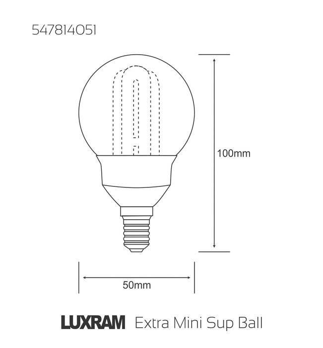 Luxram  Extra Mini Supreme Ball E14 5W 2700K Compact Fluorescent  • 547814051