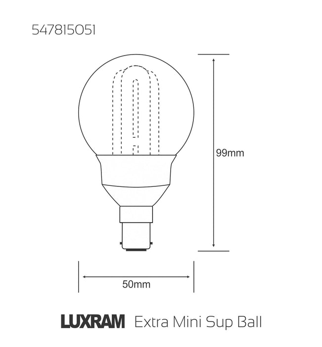 Luxram  Extra Mini Supreme Ball B15 5W 2700K Compact Fluorescent  • 547815051