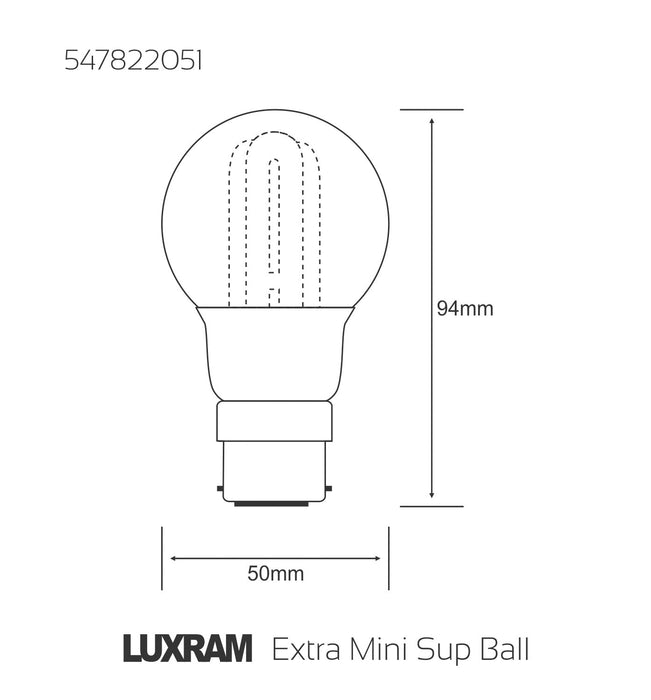 Luxram  Extra Mini Supreme Ball B22 5W 2700K Compact Fluorescent  • 547822051