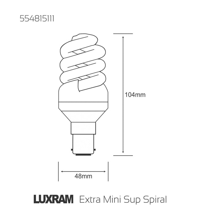 Luxram  Extra Mini Supreme Spiral B15 11W 2700K Compact Fluorescent  • 554815111