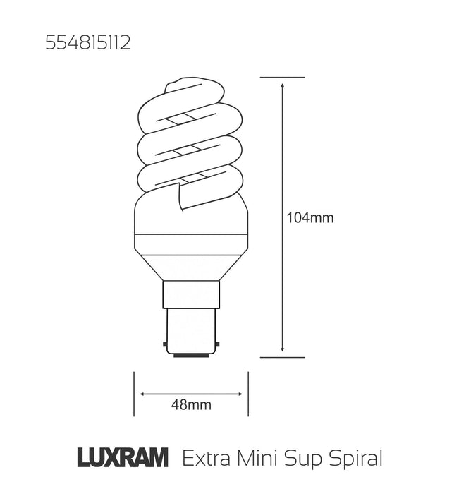 Luxram  Extra Mini Supreme Spiral B15 11W Natural White 4000K Compact Fluorescent  • 554815112