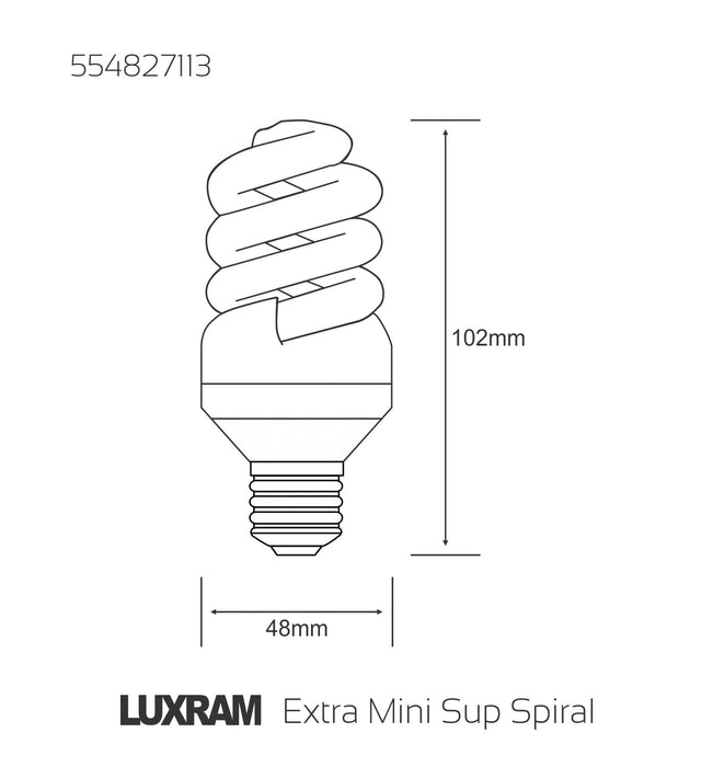 Luxram  Extra Mini Supreme Spiral E27 11W 6400K Compact Fluorescent  • 554827113