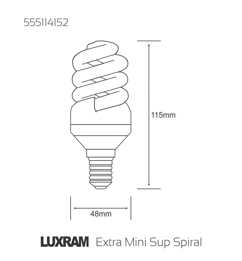 Luxram  Extra Mini Supreme Spiral E14 15W Natural White 4000K Compact Fluorescent  • 555114152