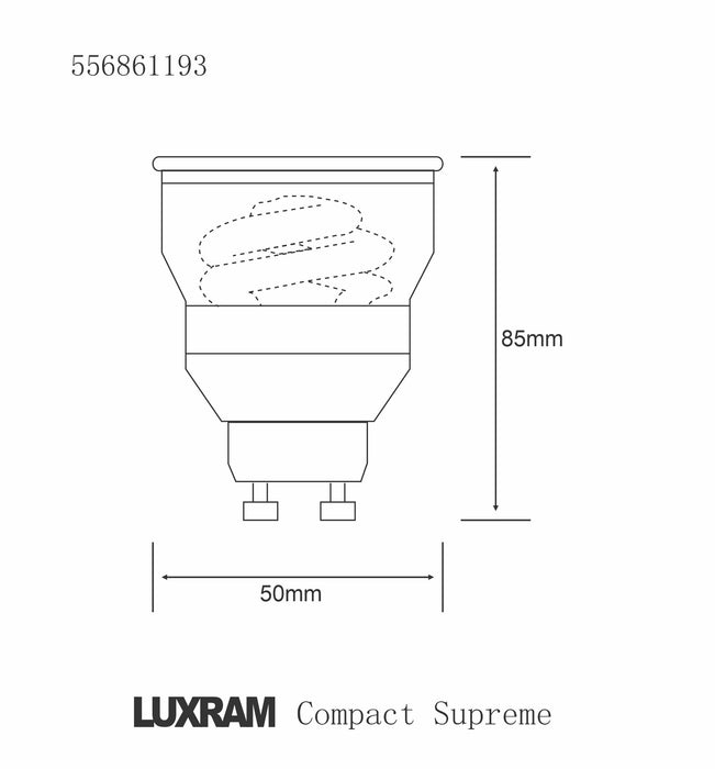 Luxram  Compact Supreme Reflector Long Neck GU10 6400K 11W  • 556861193