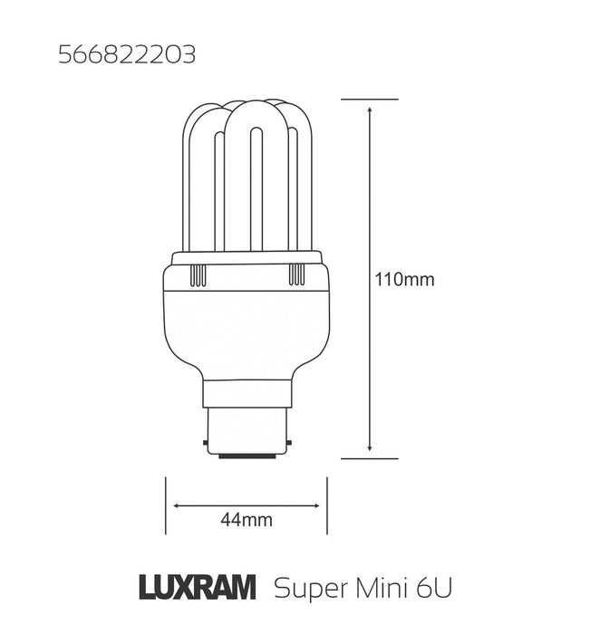 Luxram  Supermini 6U B22 6400K 20W Compact Fluorescent  • 566822203