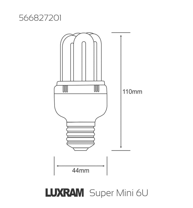 Luxram  Supermini 6U E27 2700K 20W Compact Fluorescent  • 566827201