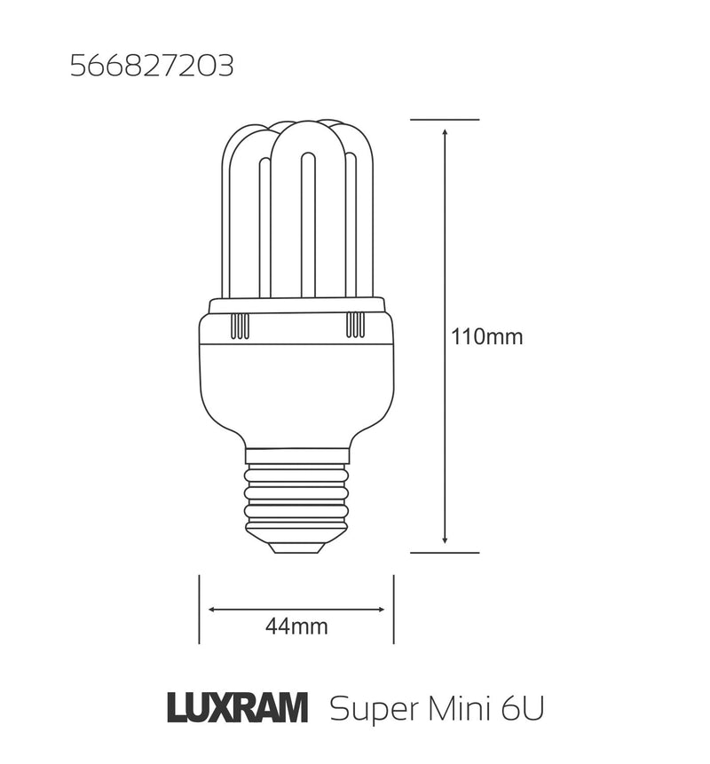 Luxram  Supermini 6U E27 6400K 20W Compact Fluorescent  • 566827203