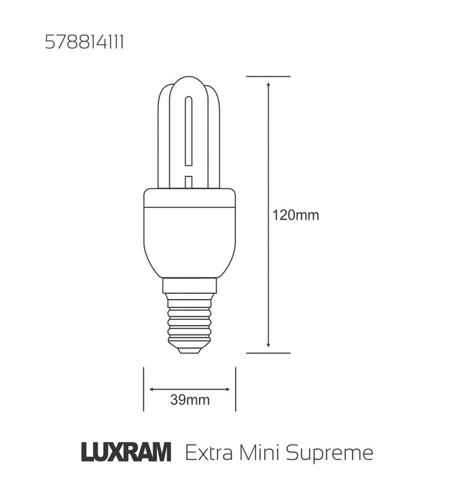 Luxram  Extra Mini Supreme 3U E14 11W 2700K Compact Fluorescent  • 578814111