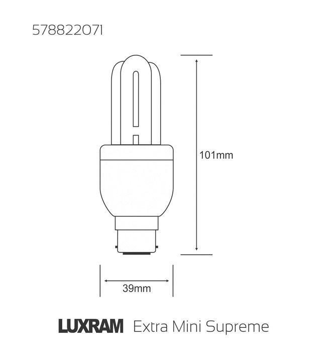 Luxram  Extra Mini Supreme 3U B22 7W 2700K Compact Fluorescent  • 578822071