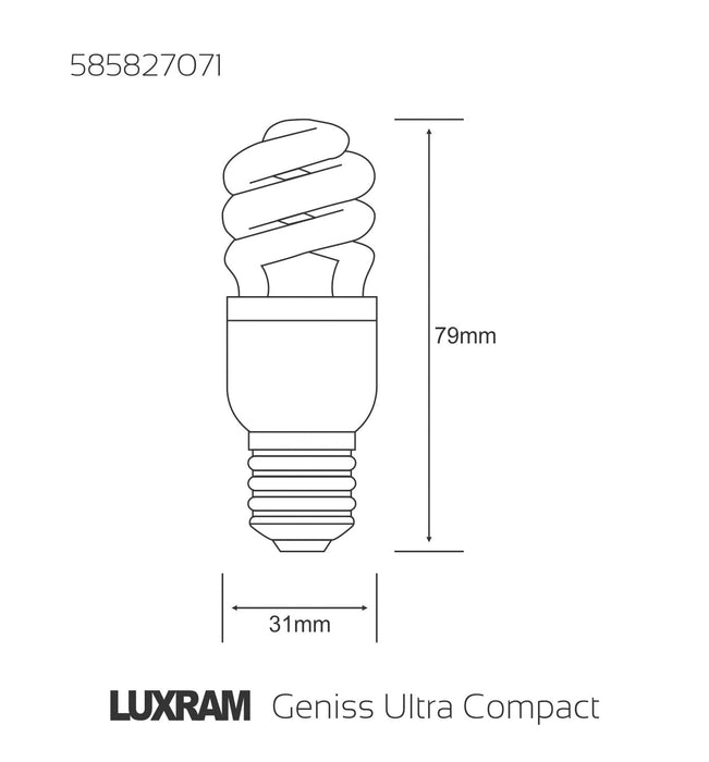 Luxram  Geniss Ultra Compact 2700K E27 7W Fluorescent  • 585827071