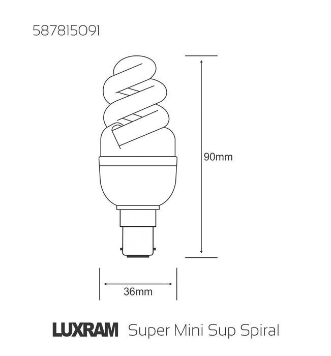 Luxram  Super Mini Supreme Spiral B15 9W 2700K Compact Fluorescent  • 587815091