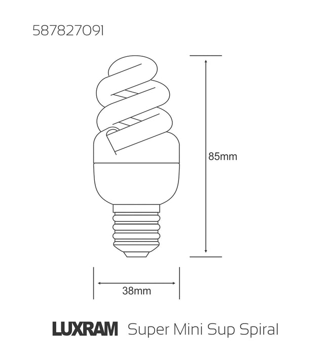 Luxram  Super Mini Supreme Spiral E27 9W 2700K Compact Fluorescent  • 587827091