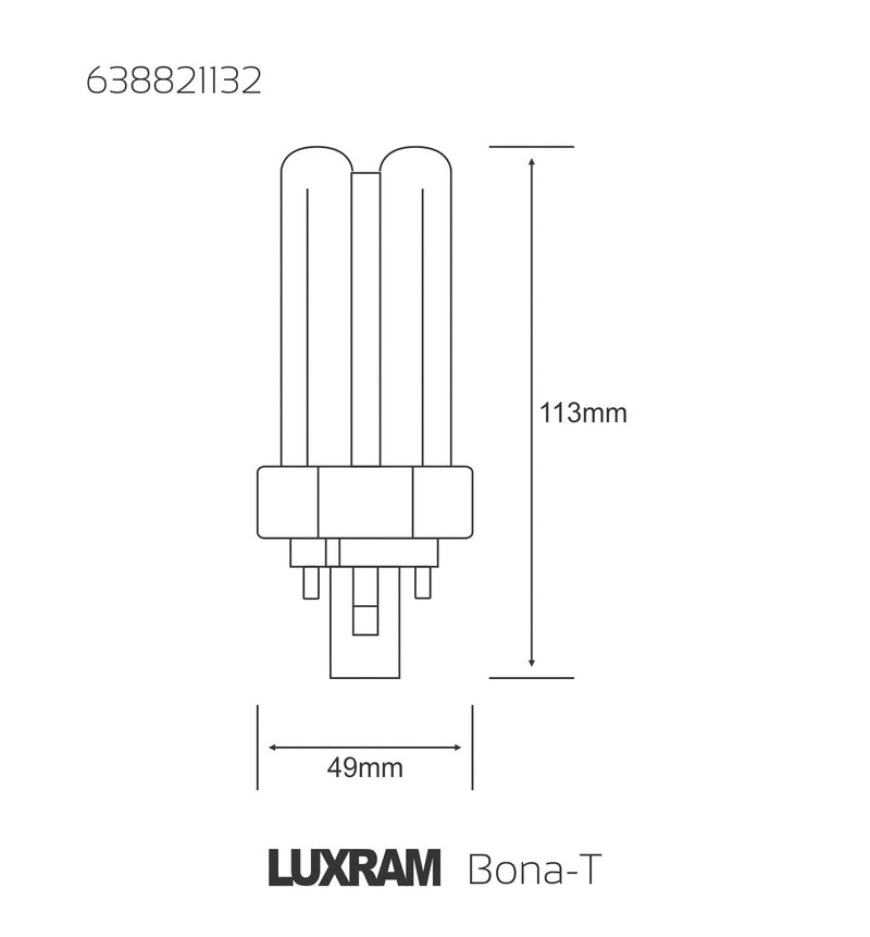 Luxram  Bona-T Gx24D 2-Pin 13W Natural White 4000K Fluorescent  • 638821132