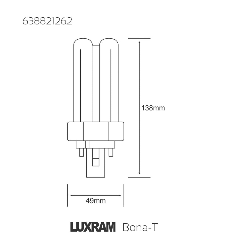 Luxram  Bona-T Gx24D 2-Pin 26W Natural White 4000K Fluorescent  • 638821262