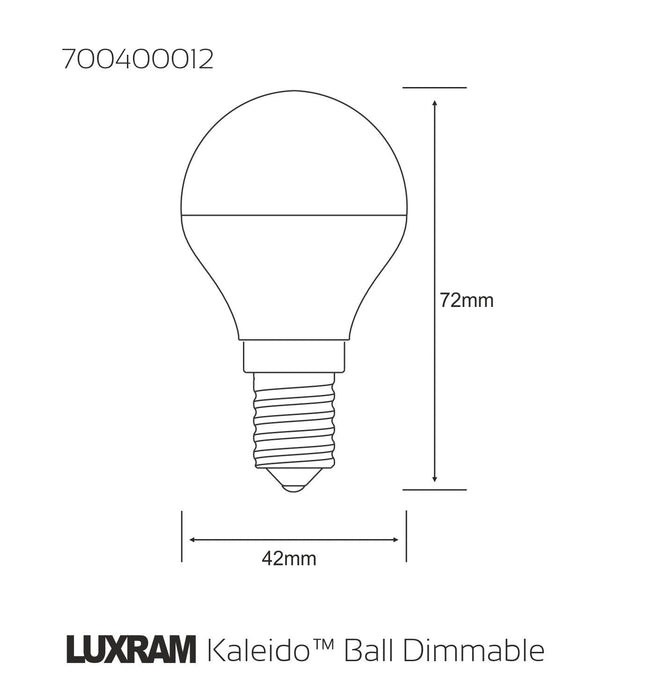 Luxram Kaleido LED Ball E14 Dimmable 3.5W Natural White 4000K, 270lm, Chrome Finish, 3yrs Warranty • 700400012