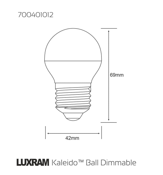 Luxram Kaleido LED Ball E27 Dimmable 3.5W Natural White 4000K, 270lm, Chrome Finish, 3yrs Warranty • 700401012