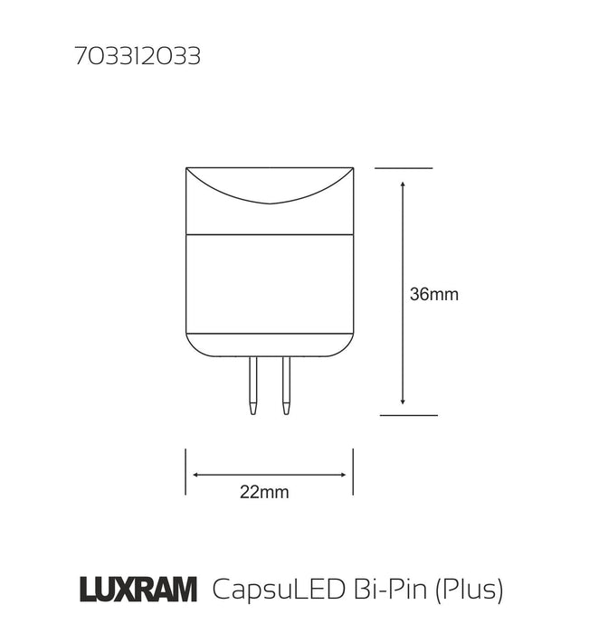 Luxram  CapsuLED G4 Bi-Pin Plus 2.5W Warm White 2700K 230lm  • 703312033