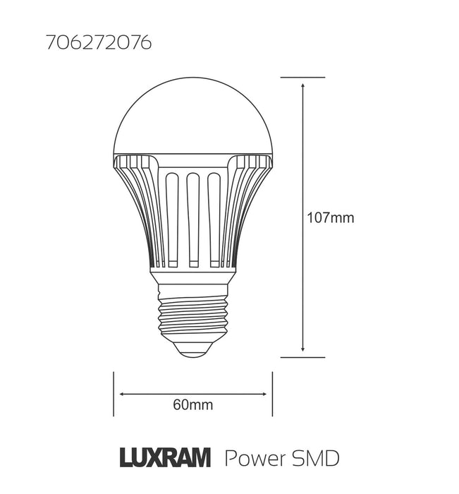 Luxram  High Power SMD LED GLS E27 7W Warm White 2700K 620lm • 706272076