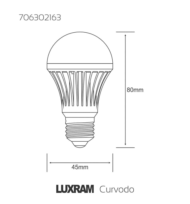Luxram  Curvodo LED GLS Dimmable E27 10W Warm White 2700K 880lm  • 706302163