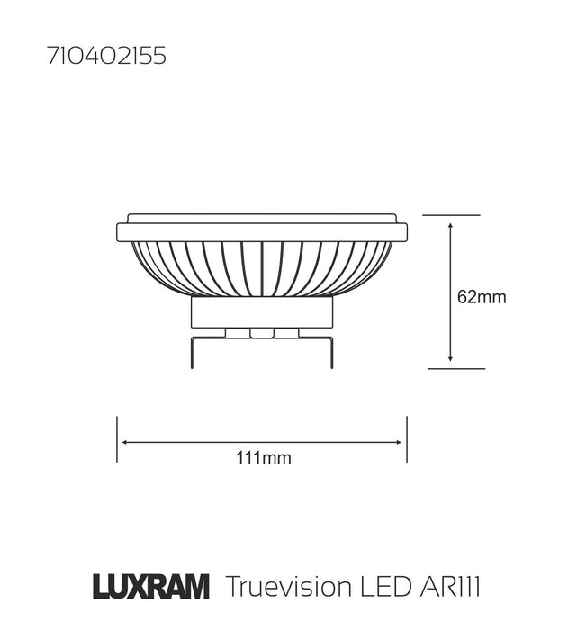 Luxram  Truevision LED AR111 G53 12V 15W White 6400K 35° 1060lm  • 710402155