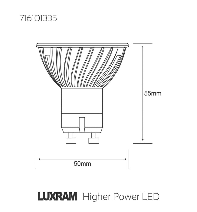 Luxram  High Power LED 4W GU10 White 6400K 195lm 38°  • 716101335