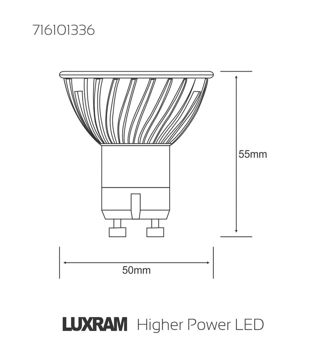 Luxram  High Power LED 4W GU10 Warm White 2700K 154lm 38°  • 716101336