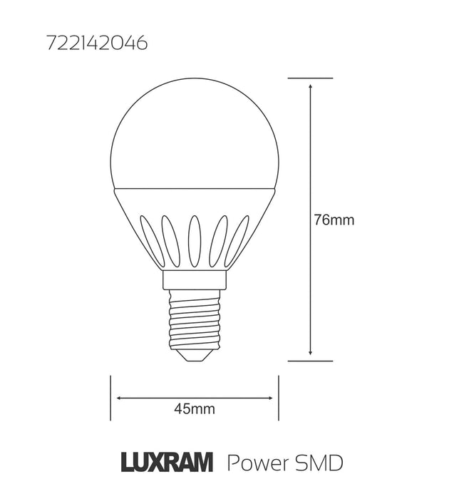 Luxram  High Power SMD LED Ball E14 3.5W Warm White 2700K Advance 310lm • 722142046