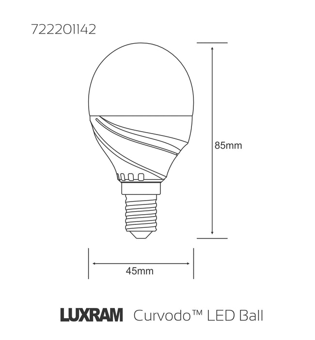 Luxram  Curvodo LED Ball E14 4.5W Natural White 4000K 430lm  • 722201142