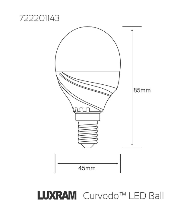 Luxram  Curvodo LED Ball E14 4.5W Warm White 2700K 400lm  • 722201143