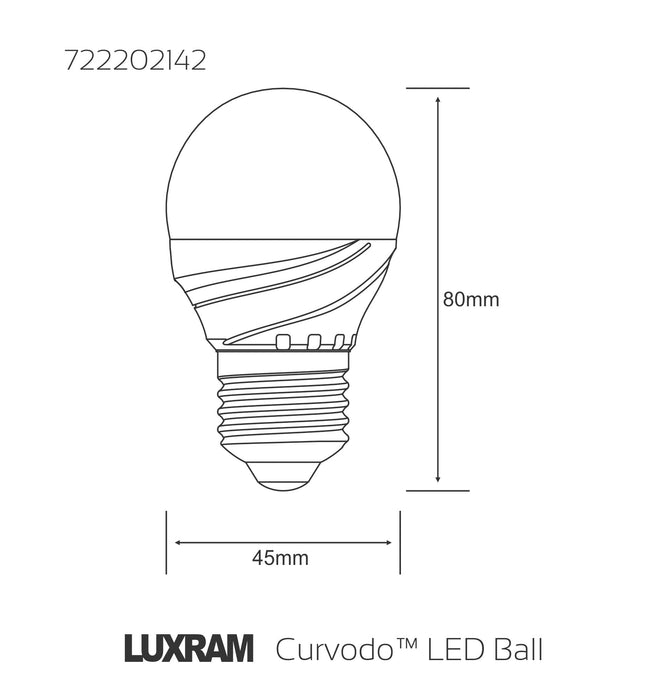 Luxram  Curvodo LED Ball E27 4.5W Natural White 4000K 430lm  • 722202142